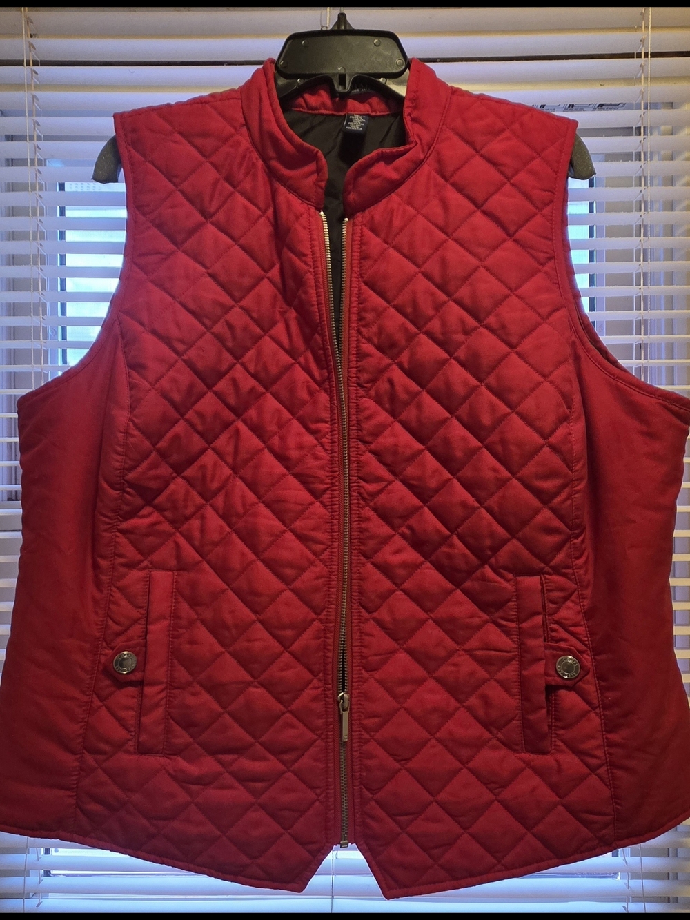 Chaps Women's Red Quilted Vest with Front Zipper
